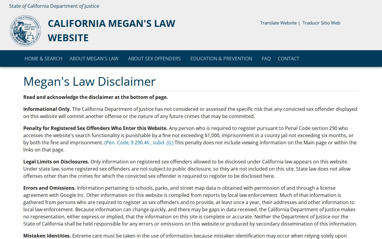 Brawley people search California Megan's Law registry