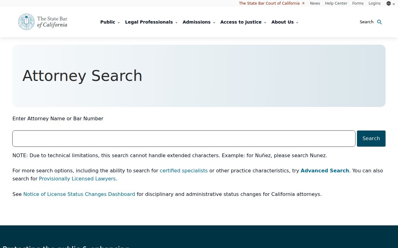 Brawley people directories screenshot of the State Bar attorney search