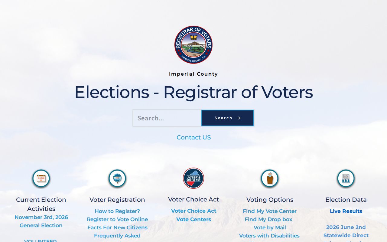 Brawley voter registration records on the Imperial County Registrar of Voters home page